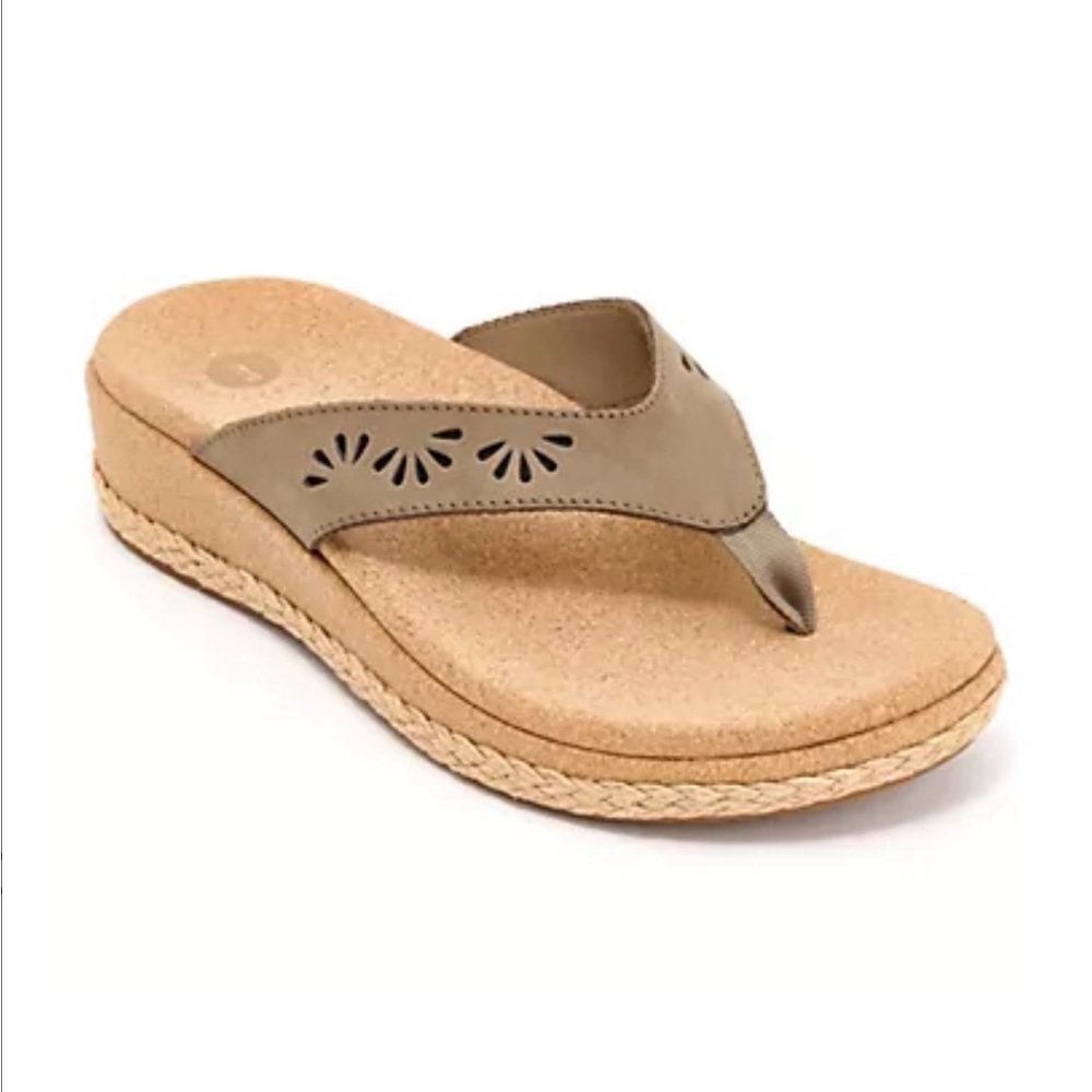 NWT Revitalign Waco Shoe Company Kate Wedge Leather Sandal Fossil Size 6